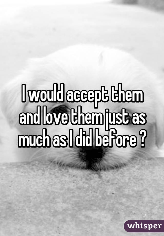 I would accept them and love them just as much as I did before 😊