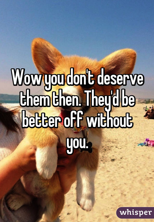 Wow you don't deserve them then. They'd be better off without you.