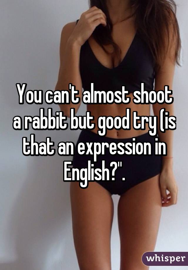 You can't almost shoot a rabbit but good try (is that an expression in English?".