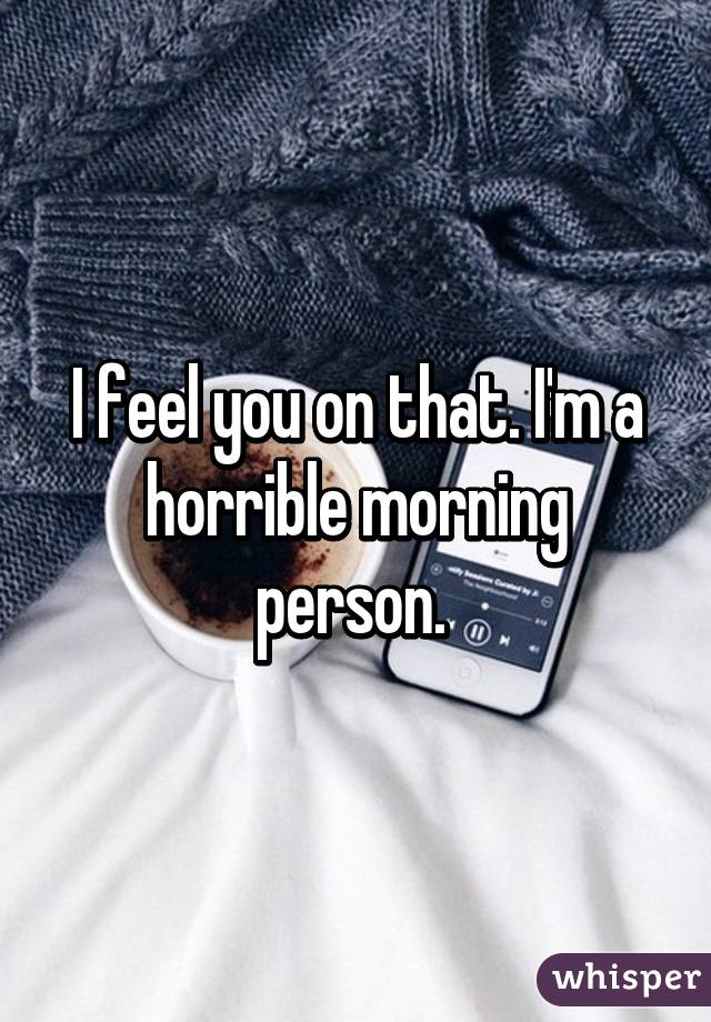 I feel you on that. I'm a horrible morning person. 