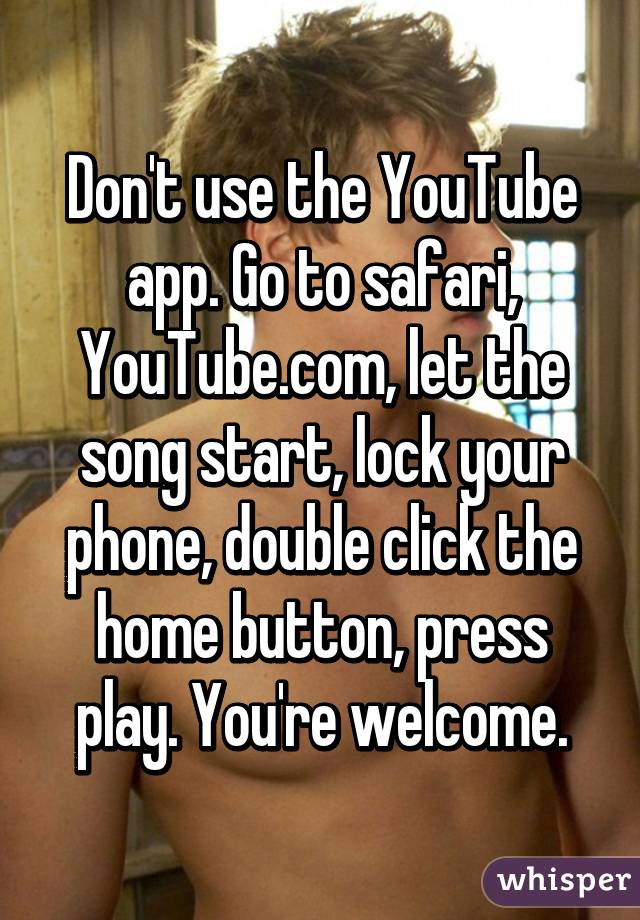 Don't use the YouTube app. Go to safari, YouTube.com, let the song start, lock your phone, double click the home button, press play. You're welcome.