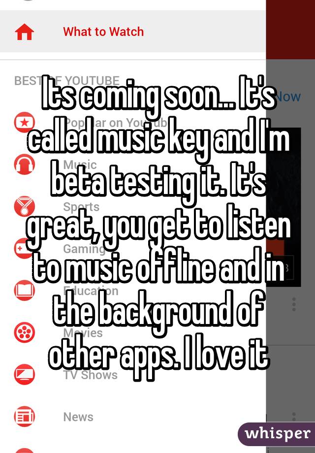 Its coming soon... It's called music key and I'm beta testing it. It's great, you get to listen to music offline and in the background of other apps. I love it