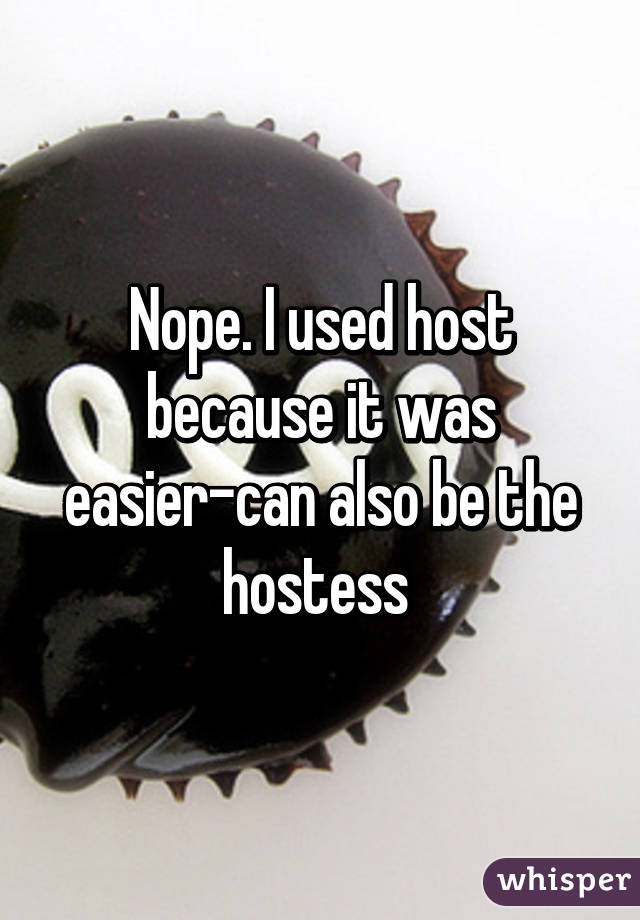 Nope. I used host because it was easier-can also be the hostess 