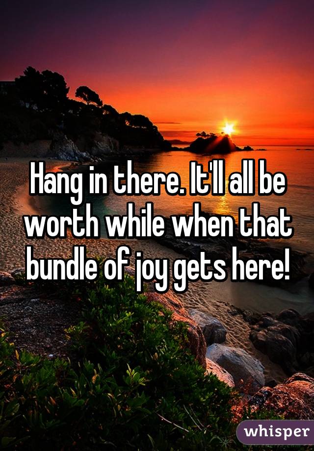 Hang in there. It'll all be worth while when that bundle of joy gets here!
