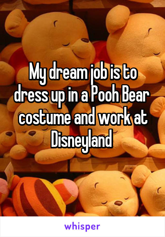 My dream job is to dress up in a Pooh Bear  costume and work at Disneyland 
