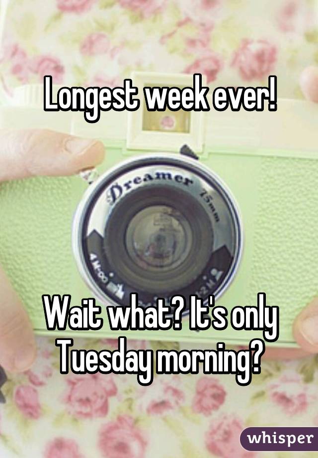 Longest week ever!




Wait what? It's only Tuesday morning?