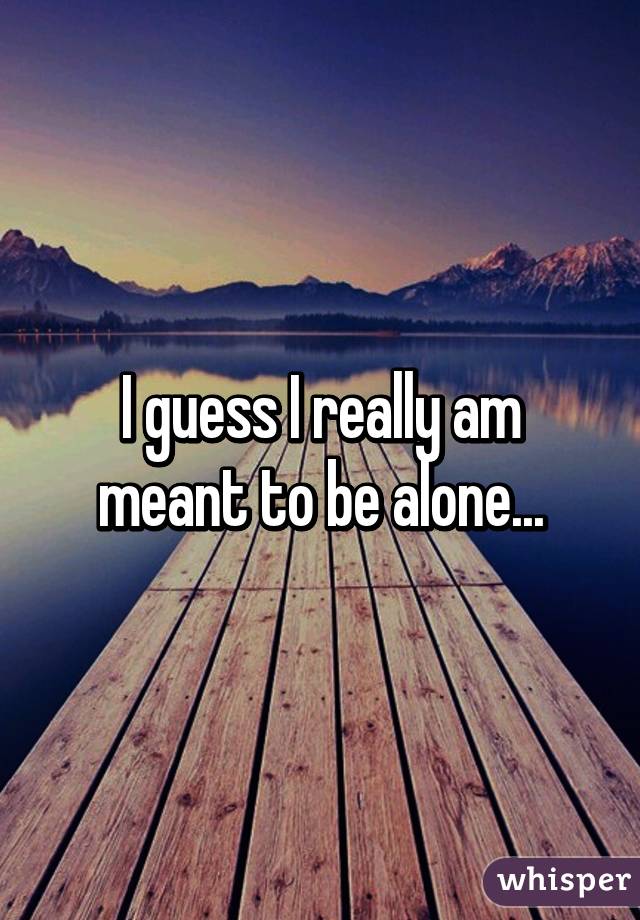 I guess I really am meant to be alone...