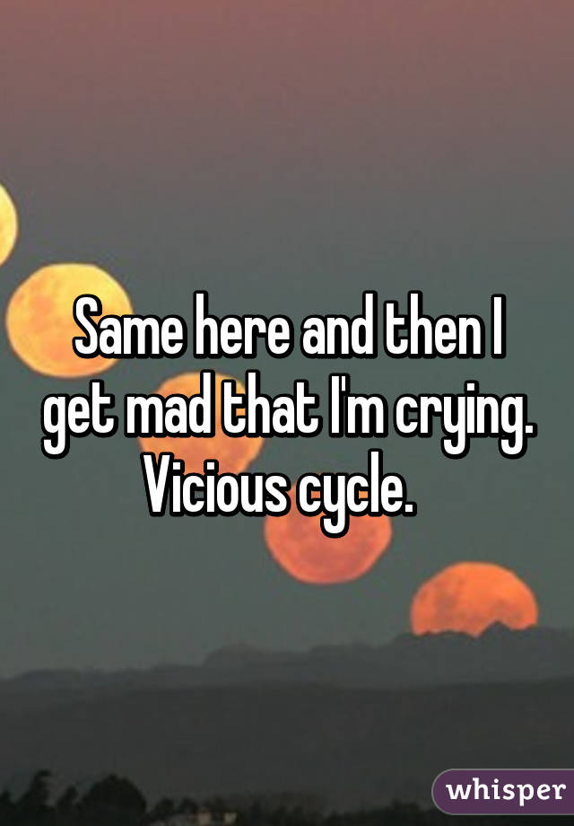 Same here and then I get mad that I'm crying. Vicious cycle.  