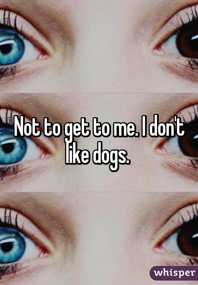 Not to get to me. I don't like dogs. 