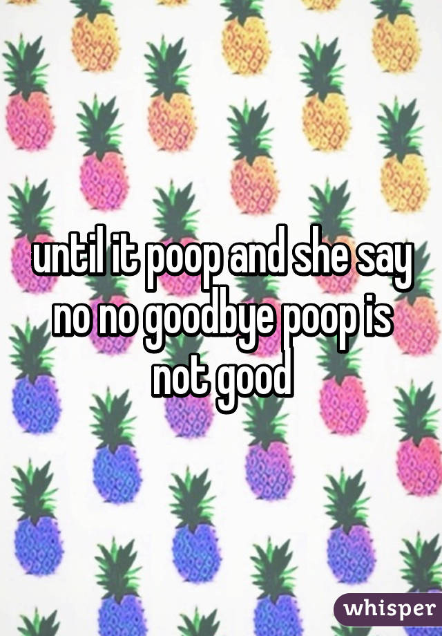 until it poop and she say no no goodbye poop is not good