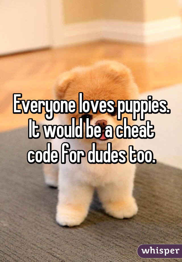 Everyone loves puppies. It would be a cheat code for dudes too.