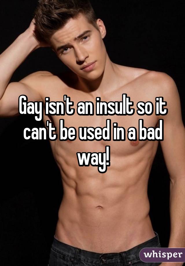 Gay isn't an insult so it can't be used in a bad way!