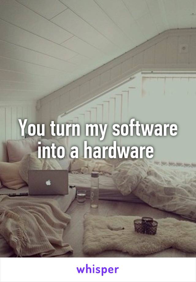 You turn my software into a hardware 