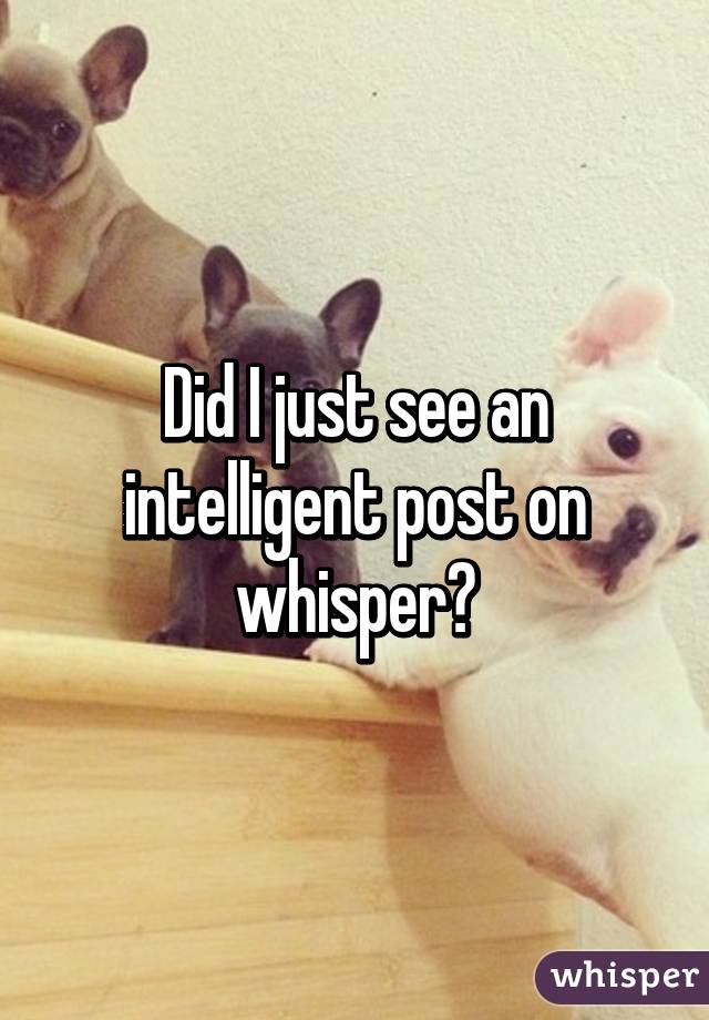 Did I just see an intelligent post on whisper?