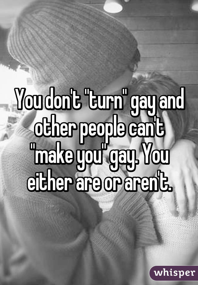 You don't "turn" gay and other people can't "make you" gay. You either are or aren't.