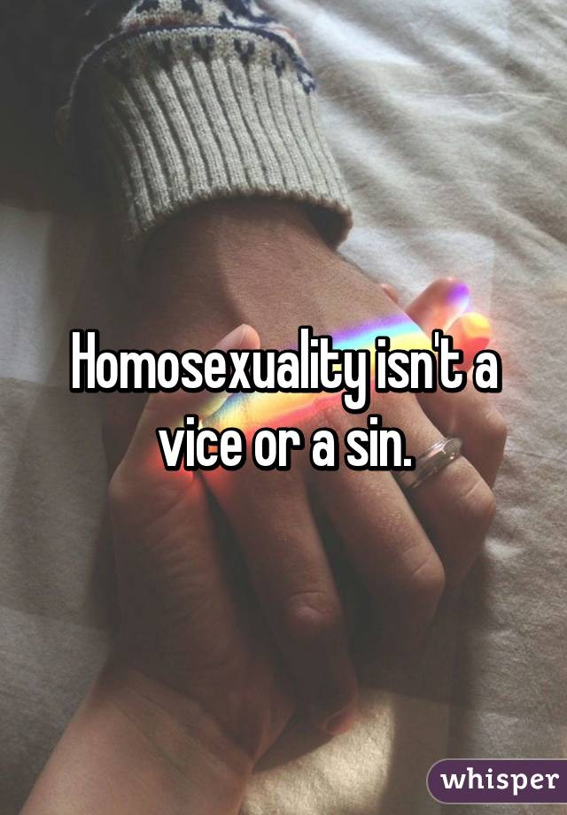 Homosexuality isn't a vice or a sin.