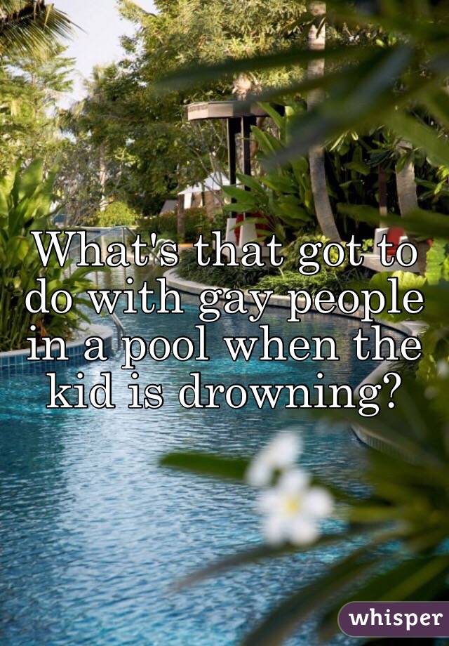 What's that got to do with gay people in a pool when the kid is drowning?