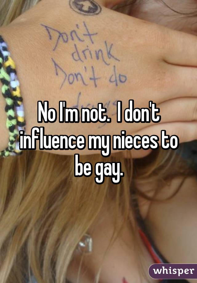 No I'm not.  I don't influence my nieces to be gay.