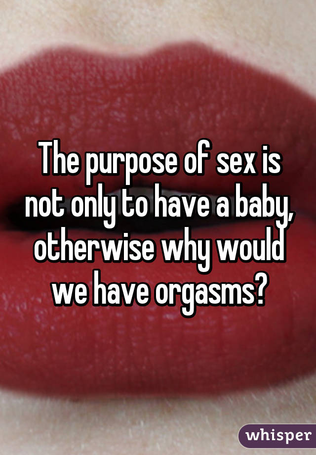 The purpose of sex is not only to have a baby, otherwise why would we have orgasms?