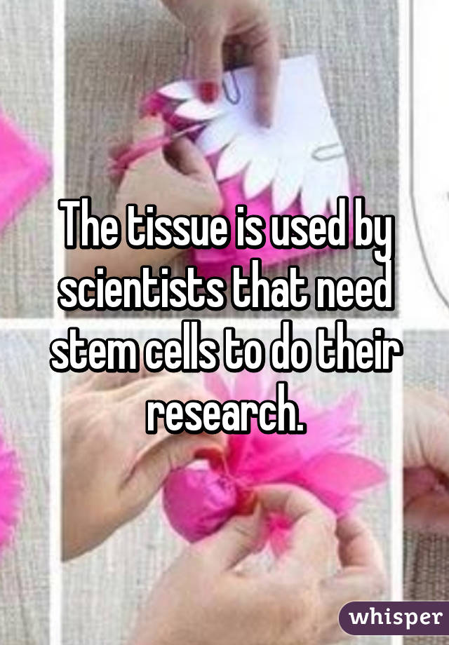 The tissue is used by scientists that need stem cells to do their research.