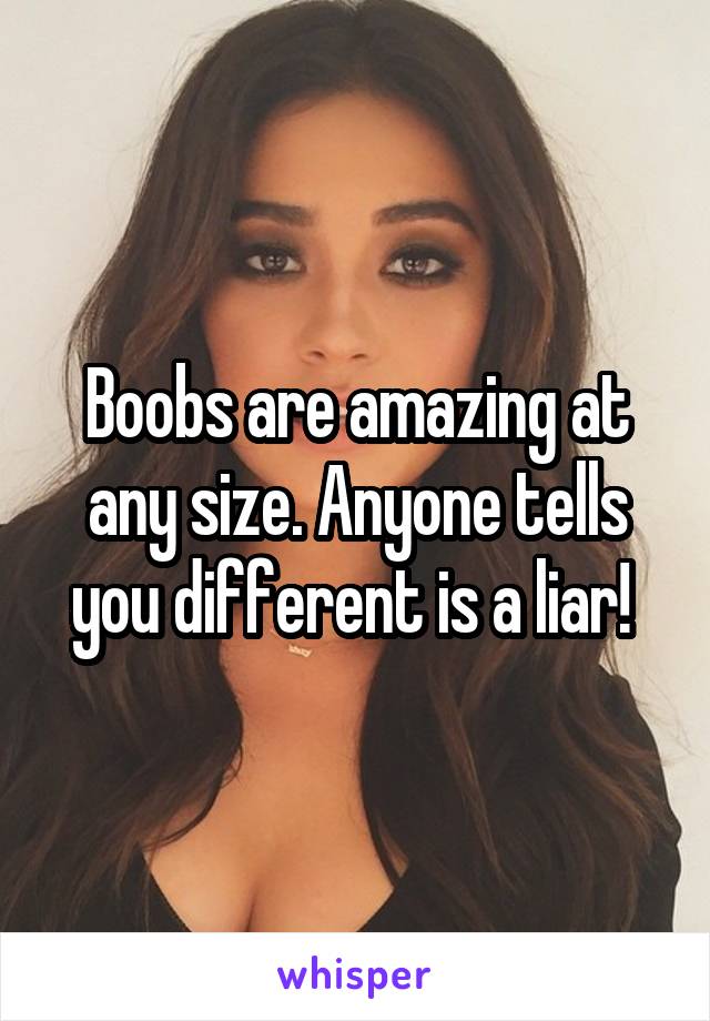 Boobs are amazing at any size. Anyone tells you different is a liar! 