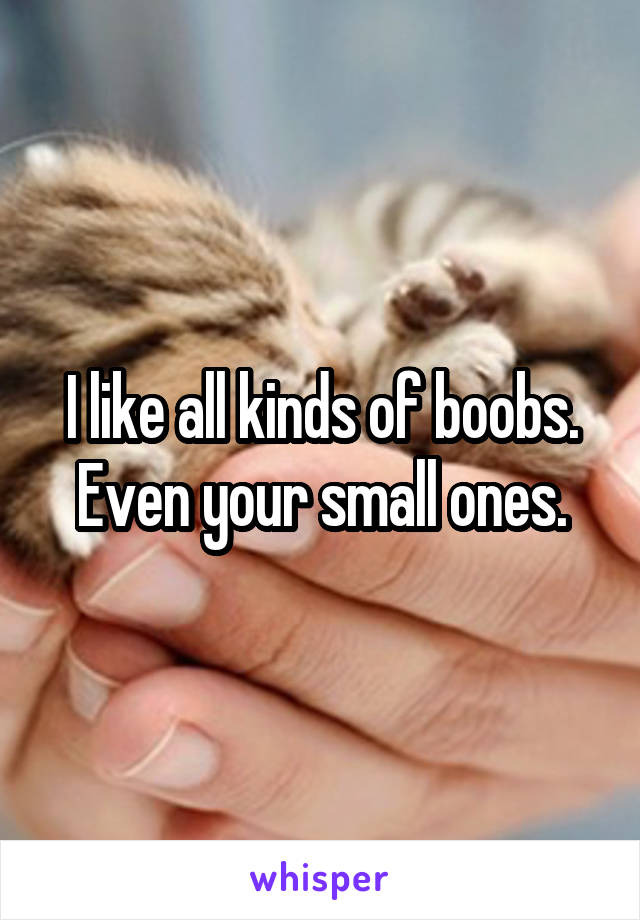 I like all kinds of boobs. Even your small ones.