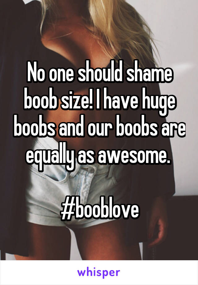 No one should shame boob size! I have huge boobs and our boobs are equally as awesome. 

#booblove