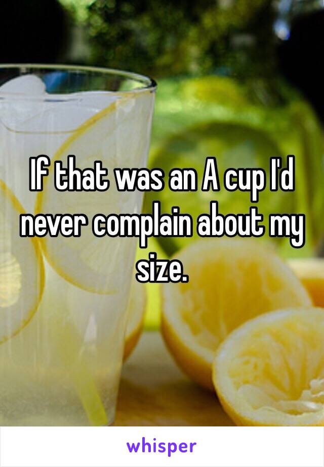 If that was an A cup I'd never complain about my size.