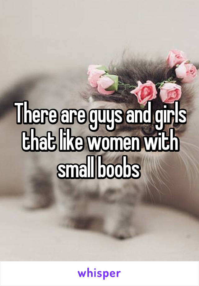 There are guys and girls that like women with small boobs 