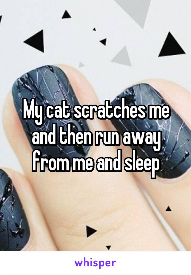My cat scratches me and then run away from me and sleep