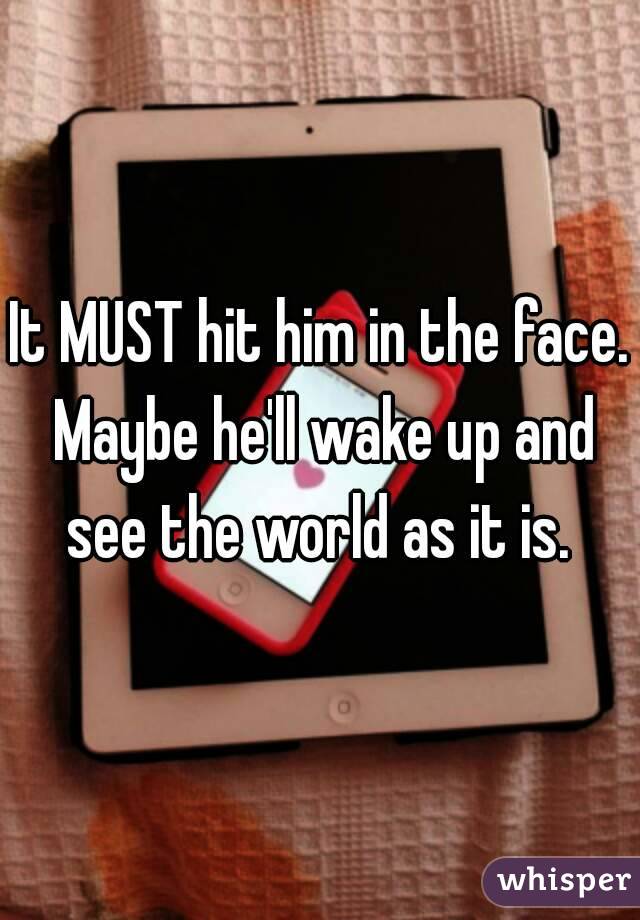 It MUST hit him in the face. Maybe he'll wake up and see the world as it is. 