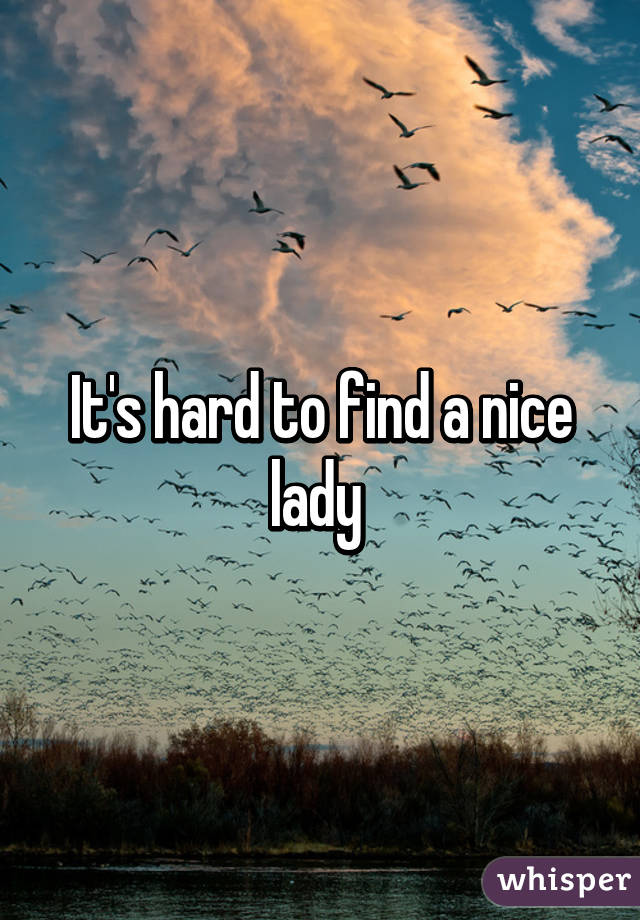 It's hard to find a nice lady 