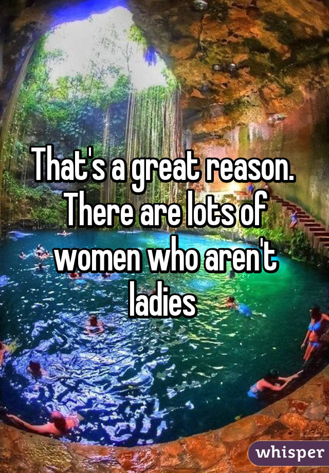 That's a great reason.  There are lots of women who aren't ladies 