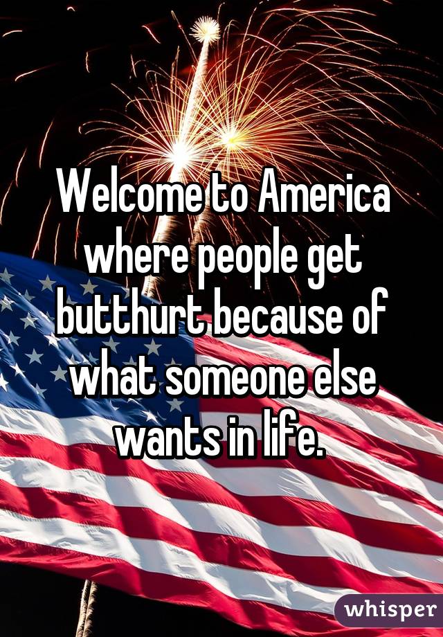 Welcome to America where people get butthurt because of what someone else wants in life. 