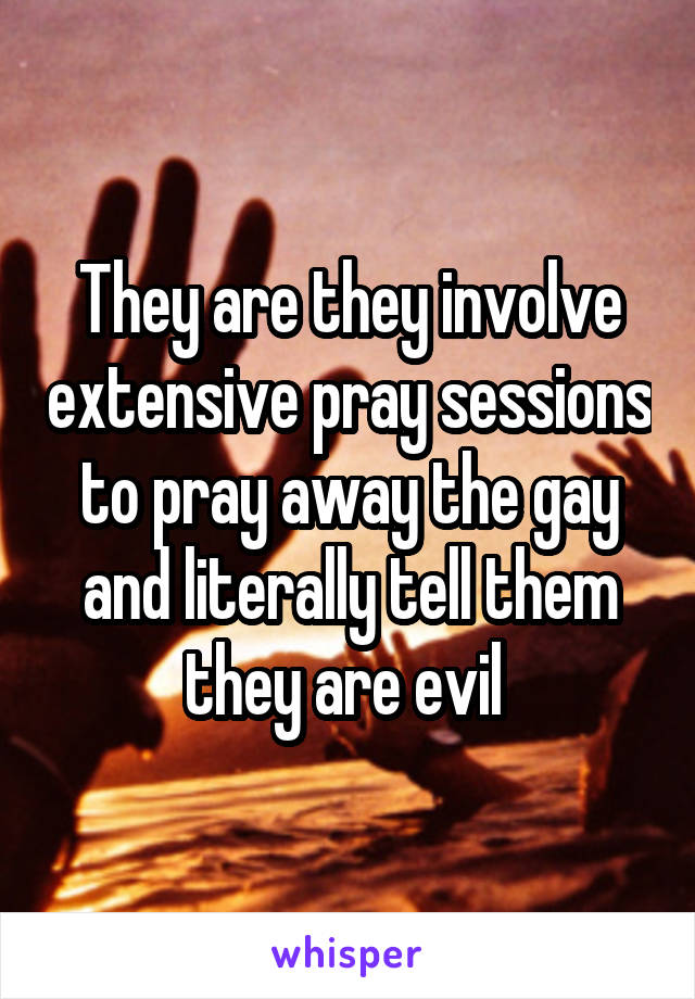 They are they involve extensive pray sessions to pray away the gay and literally tell them they are evil 