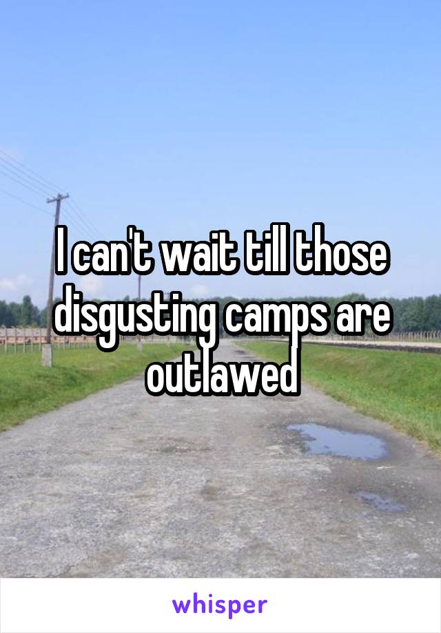 I can't wait till those disgusting camps are outlawed