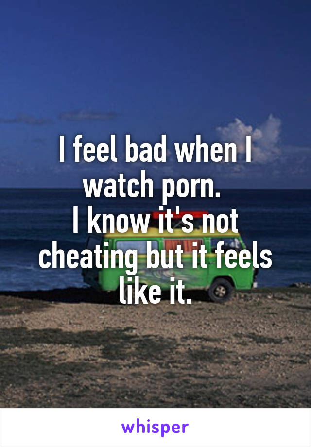 I feel bad when I watch porn. 
I know it's not cheating but it feels like it.