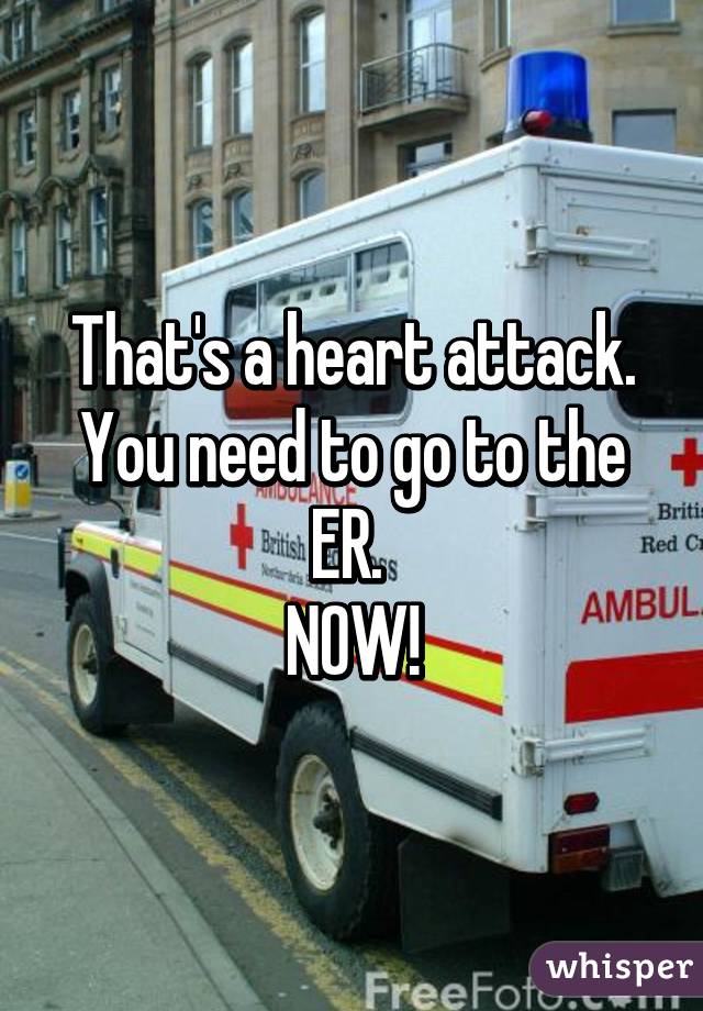 That's a heart attack. You need to go to the ER. 
NOW!