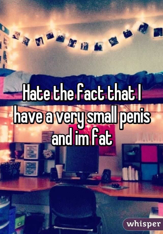 Hate the fact that I have a very small penis and im fat