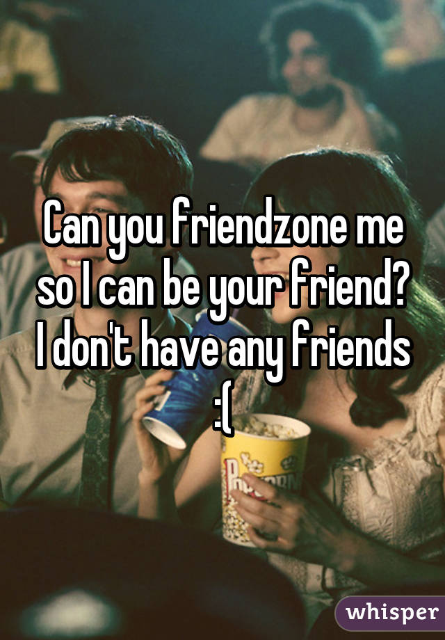 Can you friendzone me so I can be your friend? I don't have any friends :(