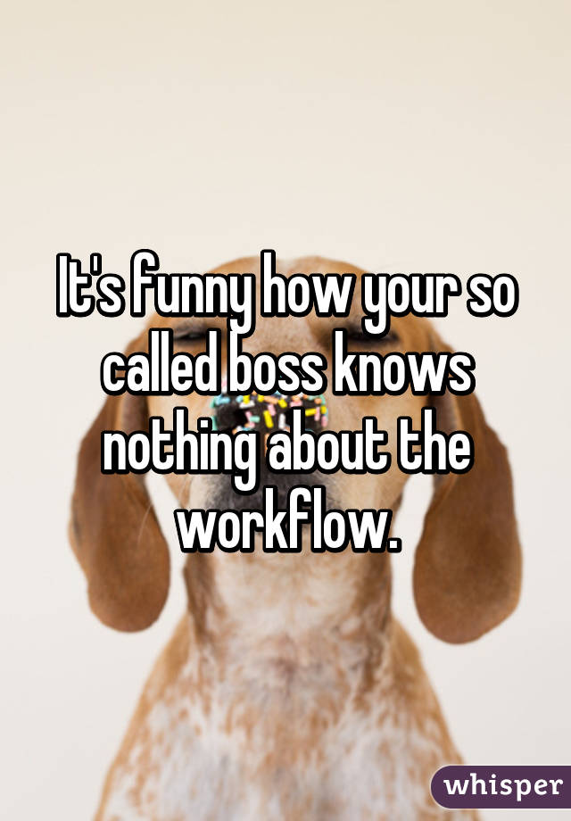 It's funny how your so called boss knows nothing about the workflow.