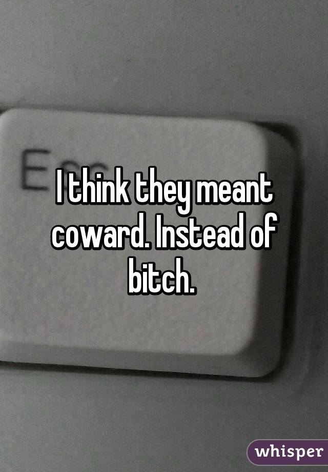 I think they meant coward. Instead of bitch. 