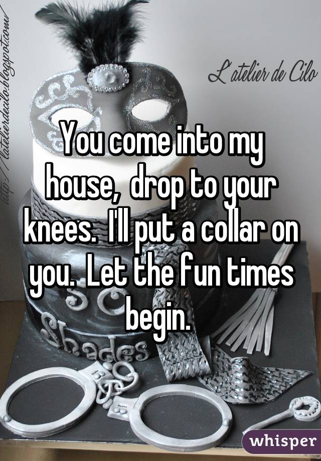 You come into my house,  drop to your knees.  I'll put a collar on you.  Let the fun times begin. 