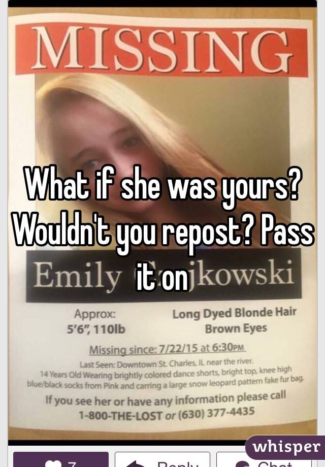 What if she was yours? Wouldn't you repost? Pass it on