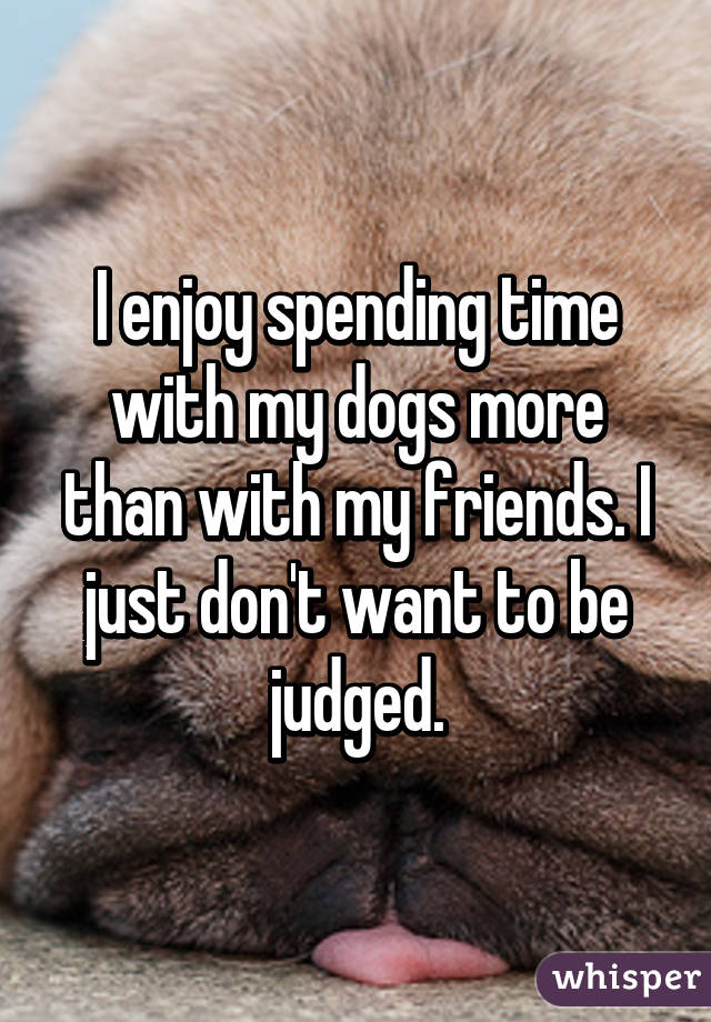 I enjoy spending time with my dogs more than with my friends. I just don't want to be judged.