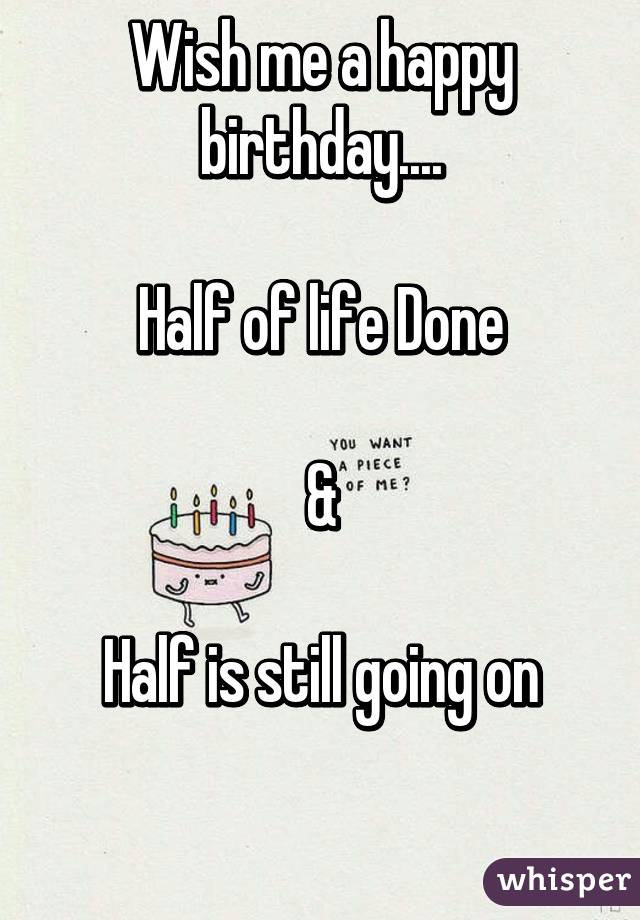 Wish me a happy birthday....

Half of life Done

&

Half is still going on

