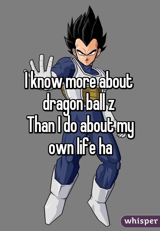 I know more about 
dragon ball z 
Than I do about my own life ha