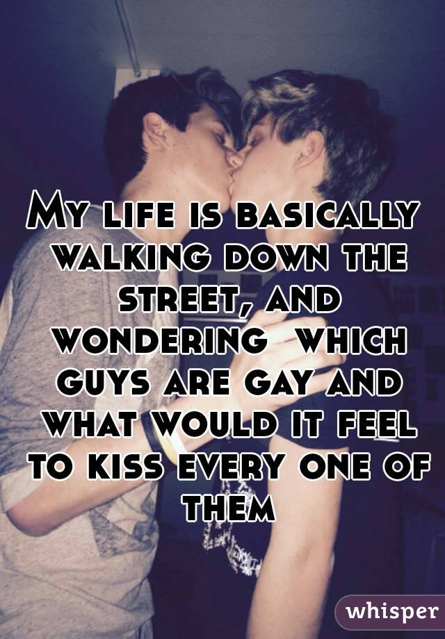 My life is basically walking down the street, and wondering  which guys are gay and what would it feel to kiss every one of them
