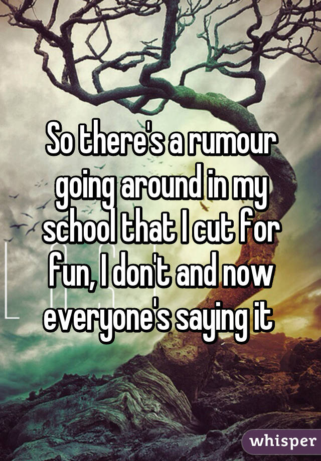 So there's a rumour going around in my school that I cut for fun, I don't and now everyone's saying it 