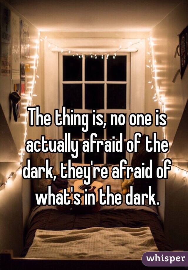 The thing is, no one is actually afraid of the dark, they're afraid of what's in the dark. 